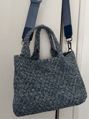 Sol and Selene Woven heathered blue crossbody Bag and matching pouch